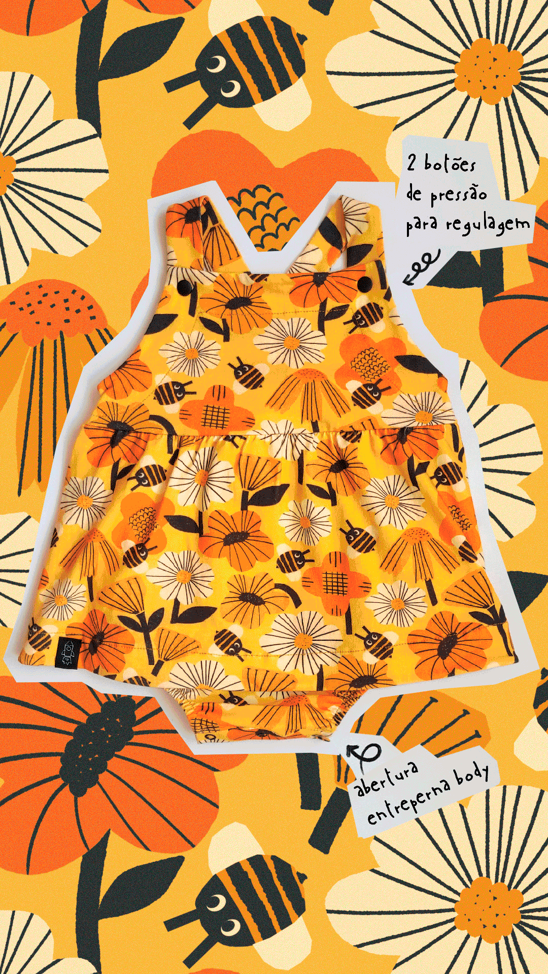 Vestido Body Jardineira Flor Bzzz