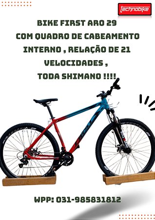 Bike first aro 29 com componentes Shimano