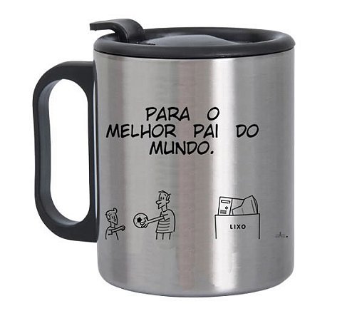 Caneca de Alumínio com Tampa para Viagem -  Melhor pai do Mundo