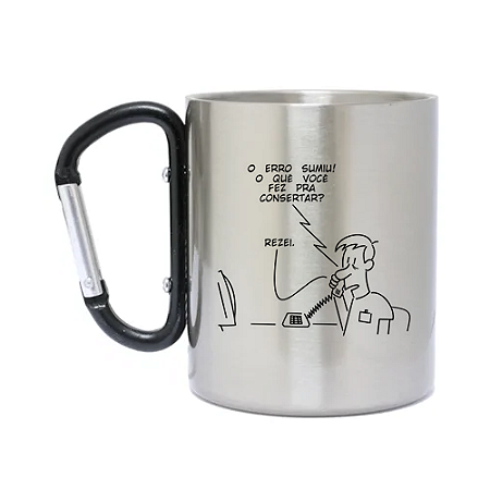 Caneca Inox com Mosquetão Rezei