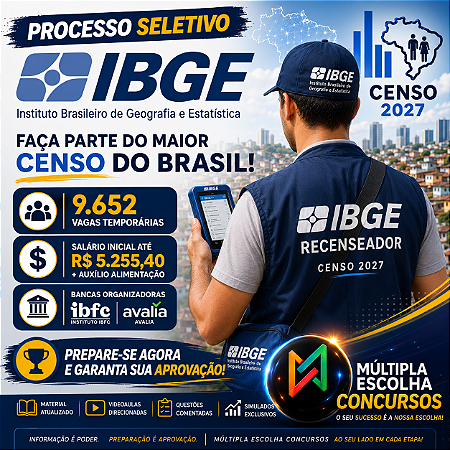 CURSO ONLINE PÓS-EDITAL 2026 IBGE (AGENTE CENSITÁRIO REGIONAL (ACR ) Nível Médio