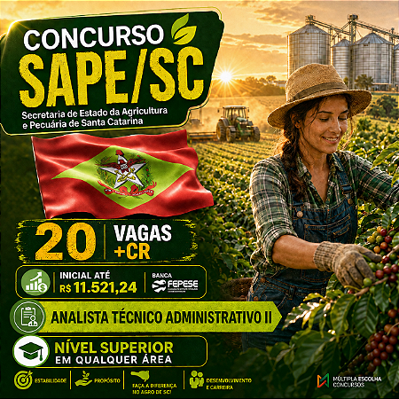CURSO ONLINE PÓS-EDITAL SAPE/SC - Analista Técnico Administrativo II - Nível Superior