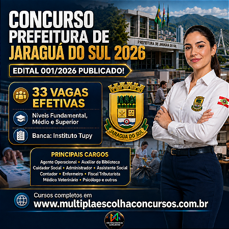 Prefeitura de Jaraguá do Sul -Auxiliar de Biblioteca (Nível Médio)