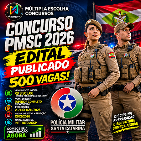 PMSC 2026 Online | SOLDADO DA PMSC Nível Superior (Pós-Edital)