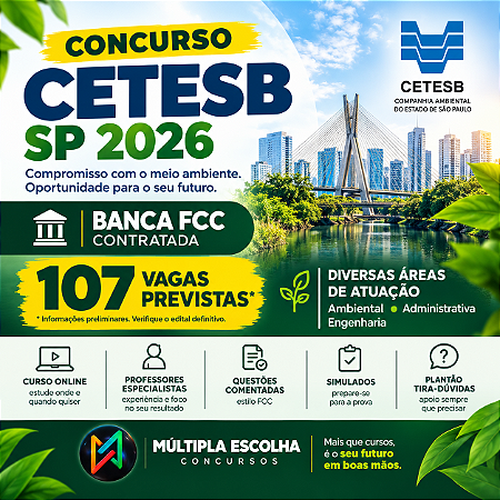 CETESB 2026 - Analista Ambiental - Engenharia Ambiental e Sanitária - Pré e Pós-Edital (Nível Superior)