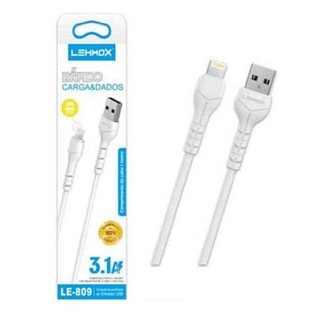 CABO LIGHTNING PARA IOS CARGA E DADOS COM 1 METRO LEHMOX - LE-809