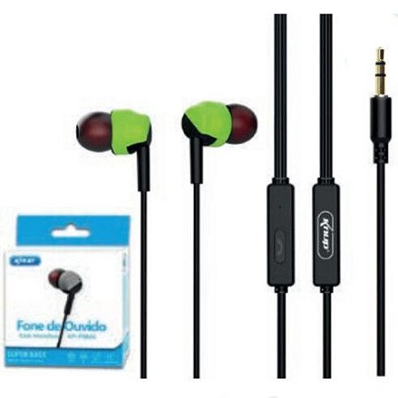 FONE DE OUVIDO STEREO COM MICROFONE SUPER BASS KNUP - KP-FN604