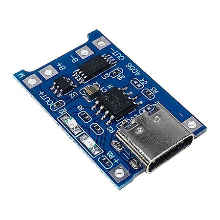 MODULO CARREGADOR BATERIA LITIO TP4056 USB TIPO C