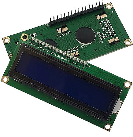 DISPLAY LCD 16X2 C/ BLACKLIGHT AZUL COM PINOS JÁ SOLDADOS