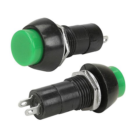 CHAVE PUSH BUTTON C/TRAVA PSB-11A VERDE - 2 TERMINAIS