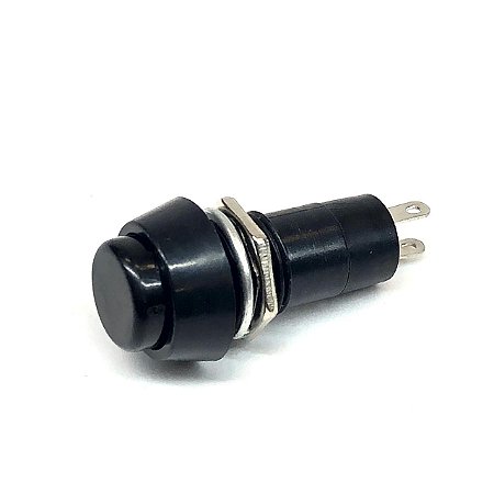 CHAVE PUSH BUTTON C/TRAVA PSB-11A PRETA - 2 TERMINAIS