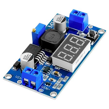 REGULADOR DE TENSAO LM2596 STEP DOWN COM VOLTIMETRO - 1 BOTAO