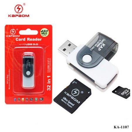 LEITOR DE CARTAO DE MEMORIA ADAPTADOR USB 480MBPS KAPBOM - KA-1107