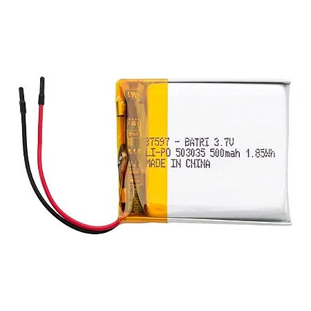 BATERIA RECARREGAVEL LI-PO 3,7V 500 mAh 6,9x25,7x29 mm 28AWG 6CM