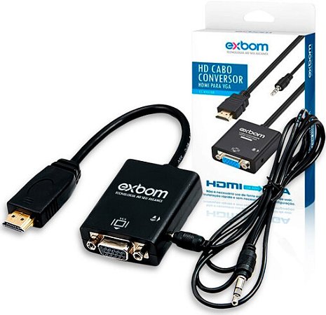 CABO CONVERSOR HDMI A PARA VGA FEMEA COM AUDIO EXBOM