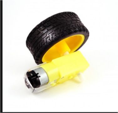 MOTOR DC 3-6V COM CAIXA DE REDUÇÃO E EIXO DUPLO + RODA 68MM