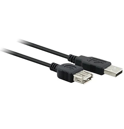 CABO USB 2.0 - USB A MACHO + USB A FEMEA 2.0 - 1,80M - PRETO