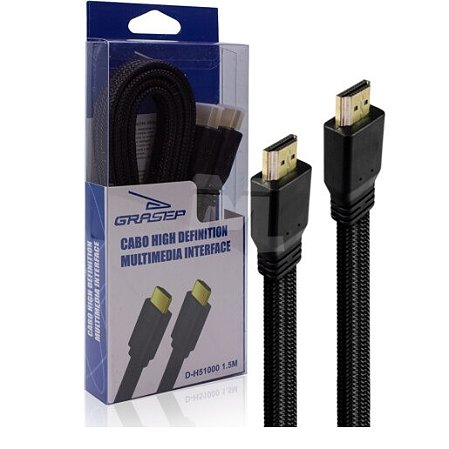 CABO HDMI PARA HDMI EM MALHA TIPO FLAT 1.5 METROS - KP-H51000 1.5M