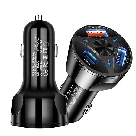 CARREGADOR VEICULAR USB + TIPO C - 60W
