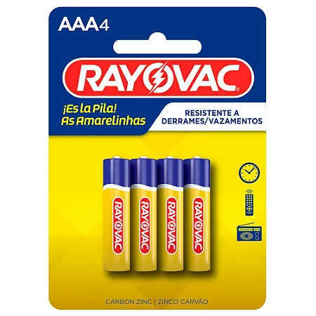 PILHA PALITO RAYOVAC - 4 UNIDADES - AAA