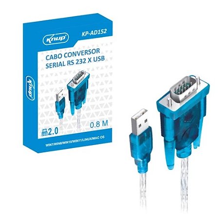 Cabo Conversor Serial RS232 x Usb 2.0 KNUP - KP-AD152
