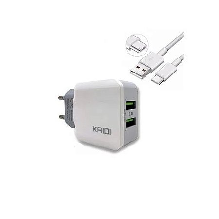 CARREGADOR 2 USB 2.4A KAIDI - KD-301C