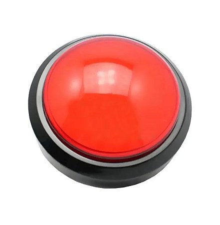 BOTAO ARCADE FLIPERAMA ILUMINADO 100mm - VERMELHO - COM RESSALTO (OVAL)