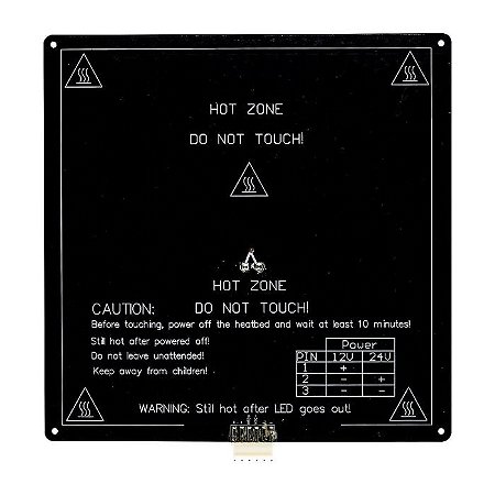 MESA AQUECIDA DE ALUMINIO 12V 24V 220*220*3mm