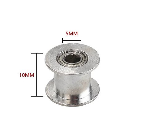 POLIA TENSORA GT2 LISA 10MM FURO 5MM C/ ROLAMENTO 3D