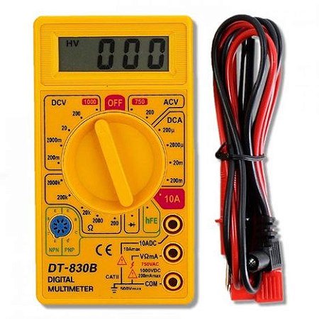 MULTIMETRO DIGITAL DT830D AMARELO COM BUZZER