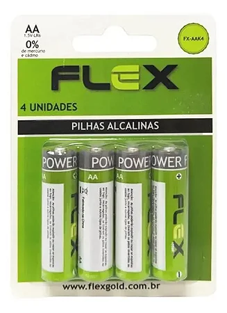 PILHA ALCALINA FLEXGOLD - COM 4 UNIDADES AA