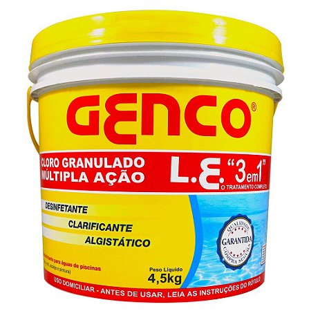 Genco L E Cloro Granulado Múltipla Ação 3em1 4,5 Kg Genco