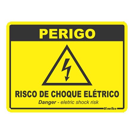 Placa De Poliestireno Auto-adesiva 15x20cm Perigo Risco De Choque Elétrico - 220 By - Sinalize