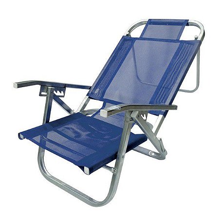Cadeira De Praia Reclinável Copacabana Azul Botafogo
