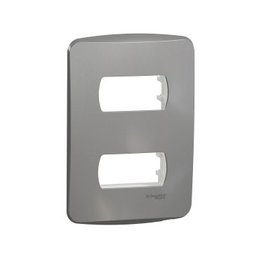 Placa 4x2 com 2 Postos Aluminio + Suporte Schneider Miluz Collor S3B77122