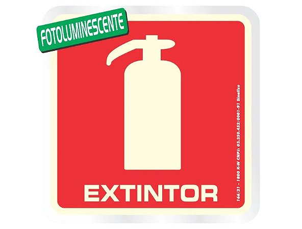 Placa de sinalização em Alumínio 15x15 "Extintor" Sinalize 120AY