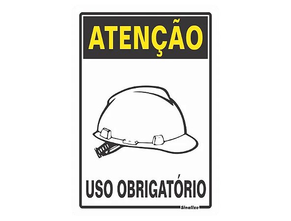 Placa de sinalização em Poliestireno 20x30 Uso Obrigatório de Capacete Sinalize 250AV