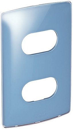 Placa 4x2 com 2 Postos Separados Blueberry Gloss (Azul) Pial Nereya 663226