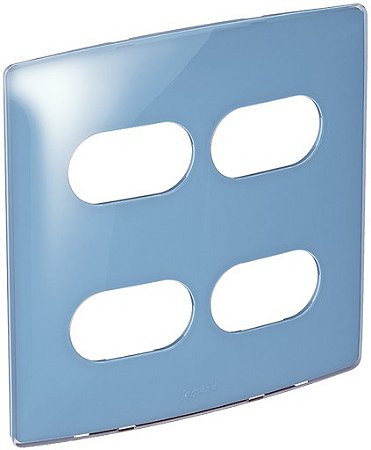 Placa 4x4 com 2+2 Postos Separados Blueberry Gloss (Azul) Pial Nereya 663426