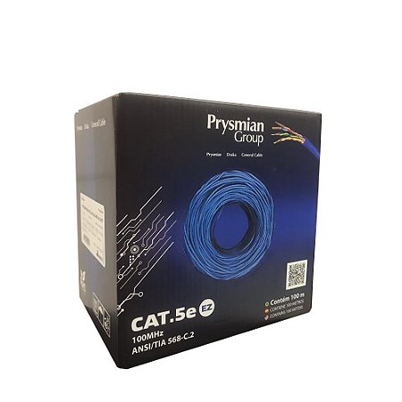 Cabo Cat 5 Azul 4x24AWG Prysmian Rolo com 100 Metros