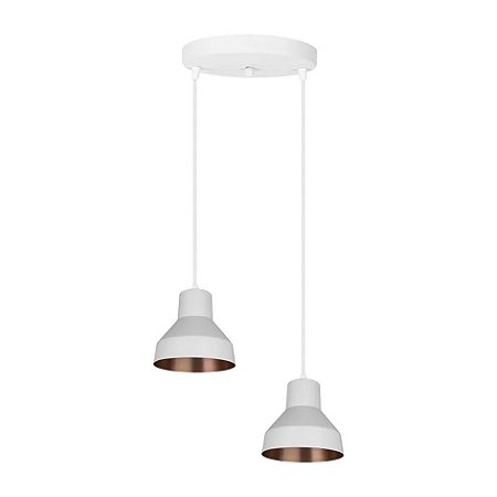 Pendente Viena para 2 Lâmpadas E27 Branco e Cobre Kin PD130/2BC_CO