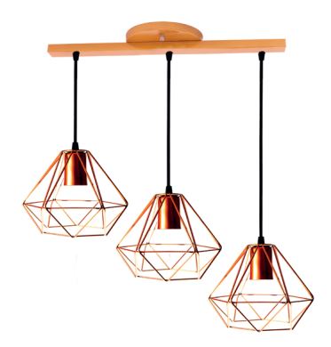 Pendente Aram Belgica 3XE27 Nacional PD 603 Cobre