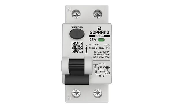 INTERRUPTOR DIFERENCIAL RESIDUAL (IDR) 25A DRS2 GIII SOPRANO