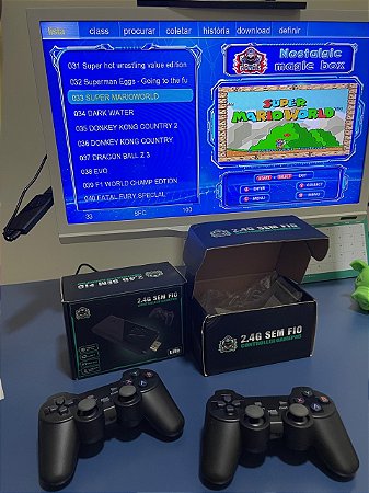 Console de vídeo Game 2.4G, 4K, com dois controles sem fio. Possui