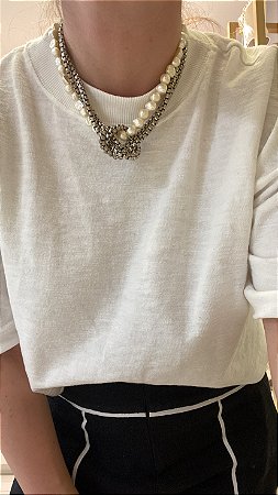 Colar Nó Pérola - Prata