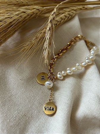 Pulseira Fé - Dourada