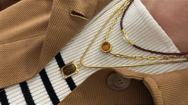 Mix de Colares Cartier com Quartzo Marrom