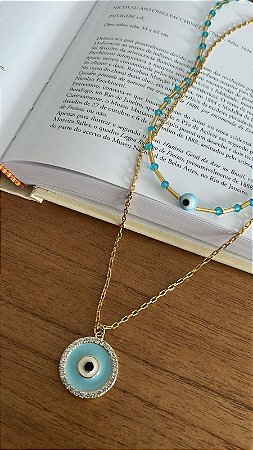 Colar Único Canutilho Cristais Azuis