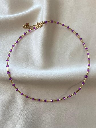 Colar Único Canutilho Cristais Lilás