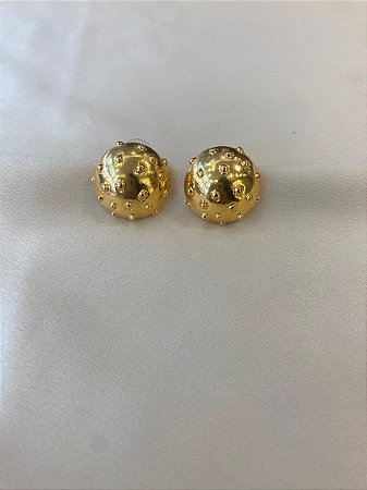 Brinco Redondo Dourado G c/ Bolinhas